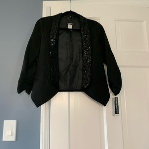Cropped tuxedo jacket sequin lapel